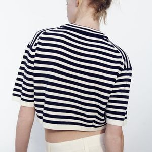 Zara OVERSIZED KNIT CROP TOP